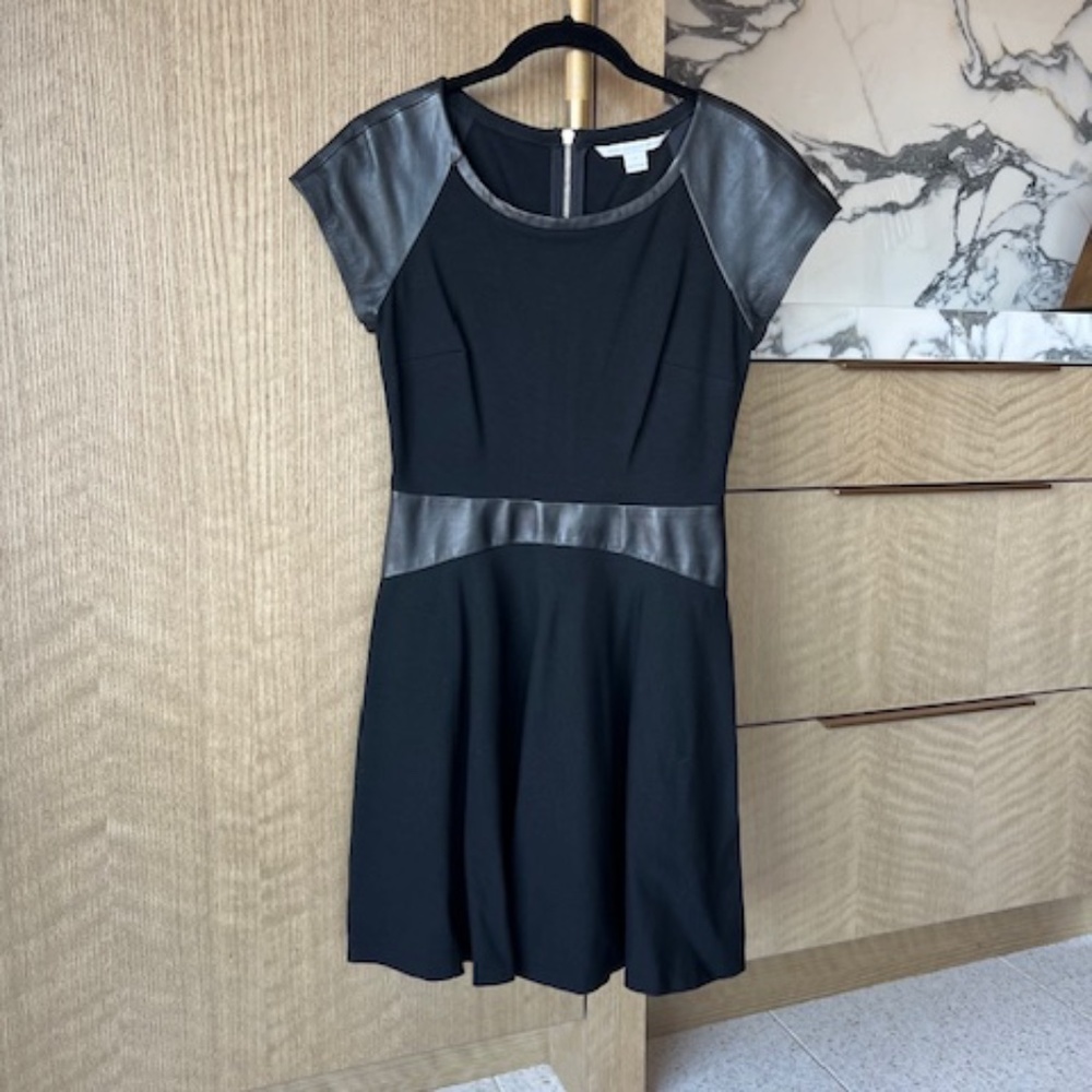 Diane von Furstenberg Leather and Stretchy Dress